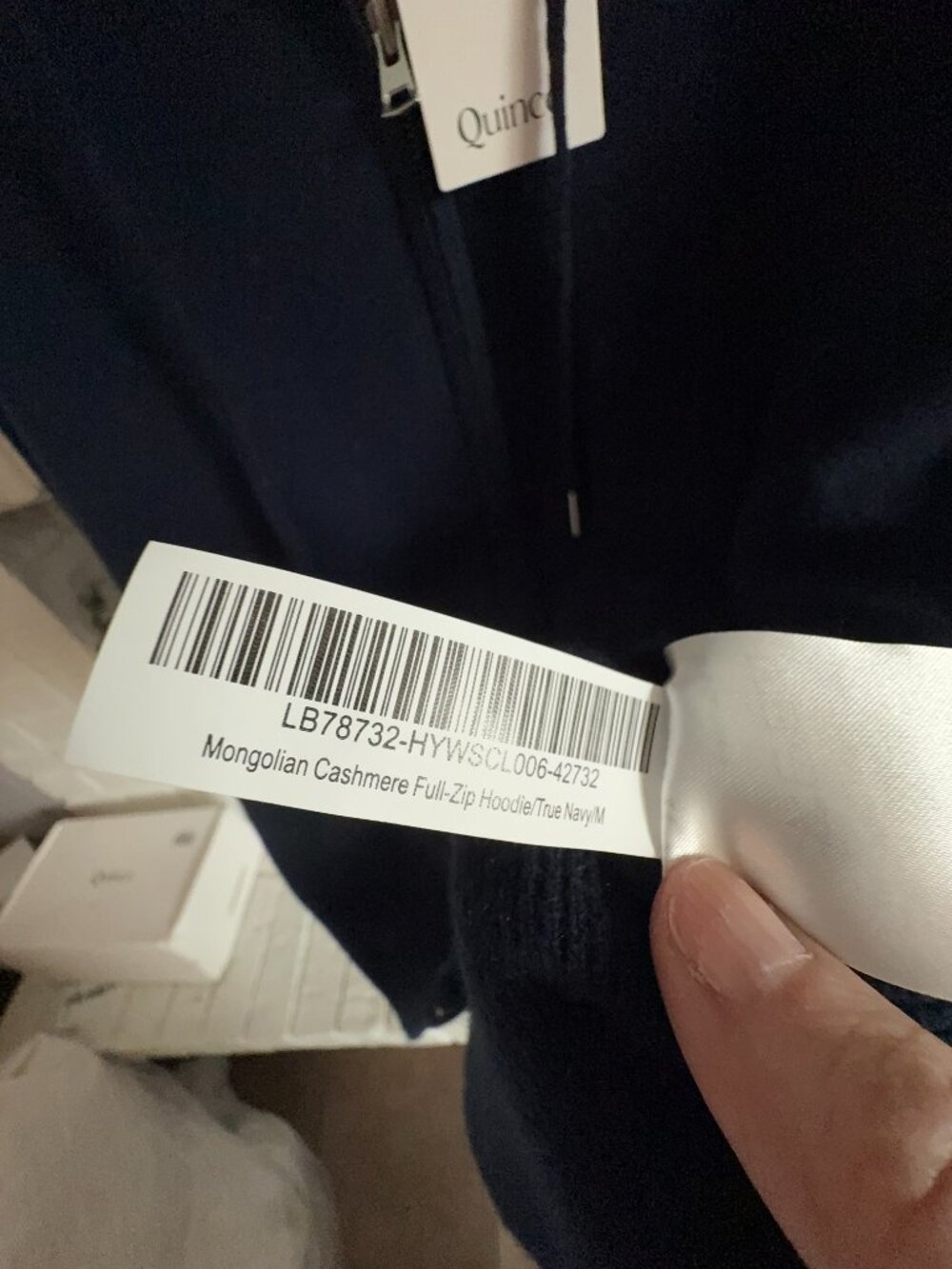 Quince 100% Mongolian Cashmere Full Zip Hoodie True Navy M NWT - Picture 4 of 4
